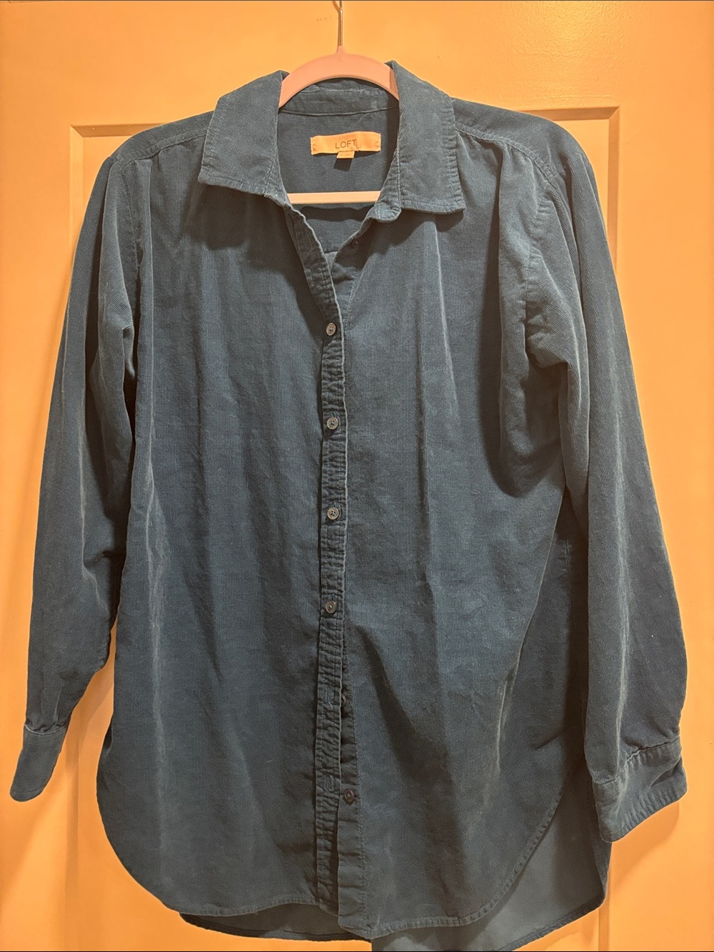 LOFT Men's Teal Button-Down Corduroy Shirt